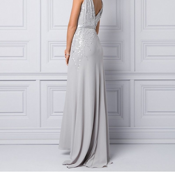 NWOT Le Chateau Silver Beaded Gown - Picture 2 of 13